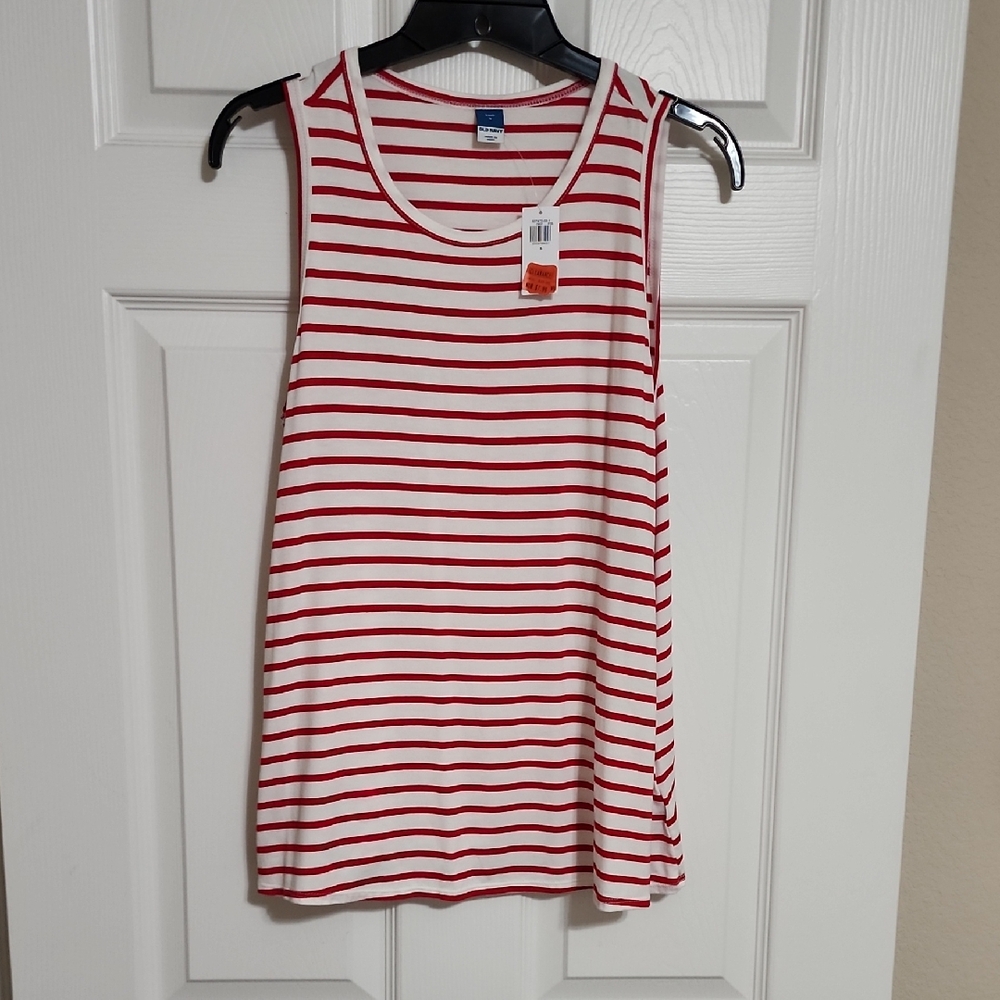 Old Navy Red and White Striped Tank Top